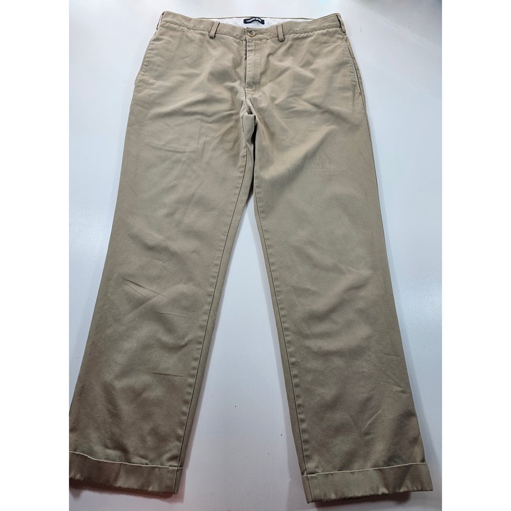 Lands end size 35 tailored fit khaki pants straight leg career casual *FLAW* ^